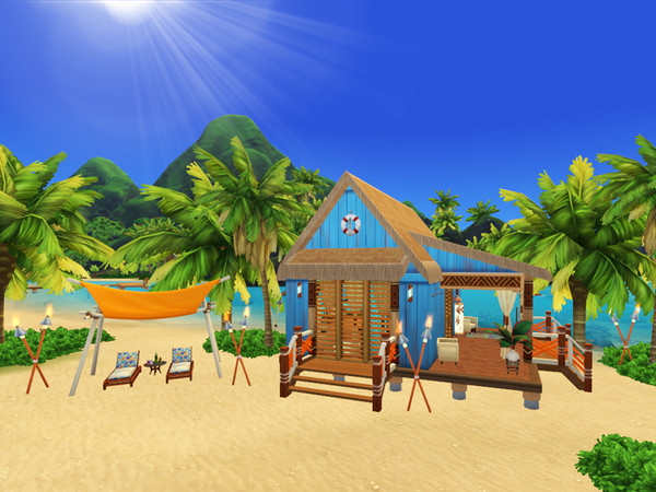 Sims 4 — Tiny Beach Cabin by peb_arroyo — No CC Instagram: the_simstation The exterior of this cabin was inspired by a