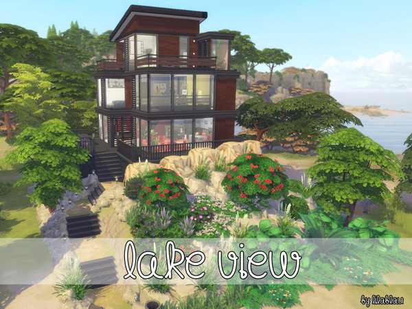 Sims 4 — Lake View - No CC  by LilaBlau — A small and modern House in the middle of the idyll. Particularities: - 2