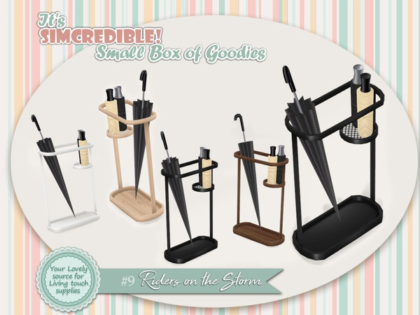 Sims 4 — Riders on the storm - Umbrella Rack 4 - REQUIRES SEASONS by SIMcredible! — It's SIMcredible! Small box of