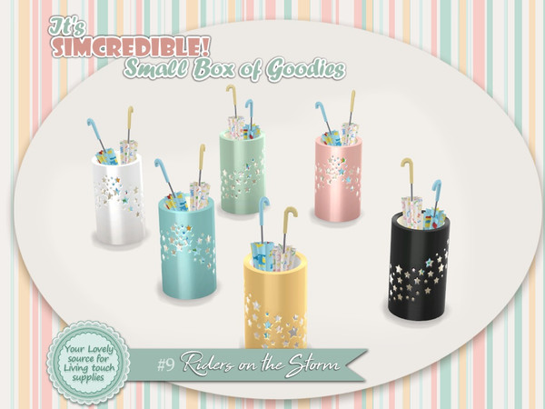 Sims 4 — Riders on the storm - Umbrella Rack 12 - REQUIRES SEASONS by SIMcredible! — It's SIMcredible! Small box of