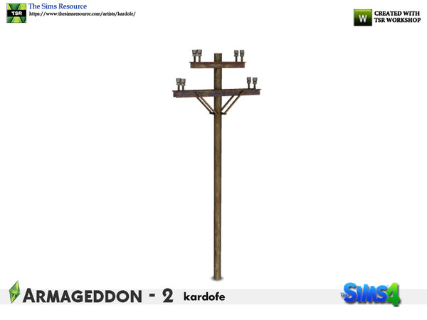 Sims 4 — kardofe_Armageddon_Telegraph pole by kardofe — Telegraph pole, without wires, can still be used for firewood 