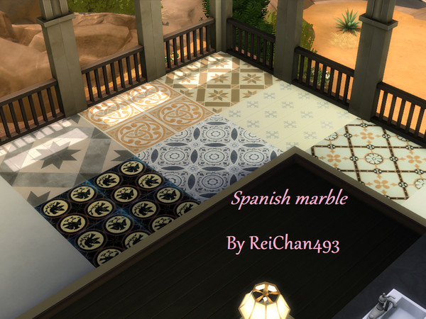 Sims 4 — Spanish Marble by ReiChan493 — A simple Spanish-inspired marble, perfect for Oasis Springs or Jungle. I hope you
