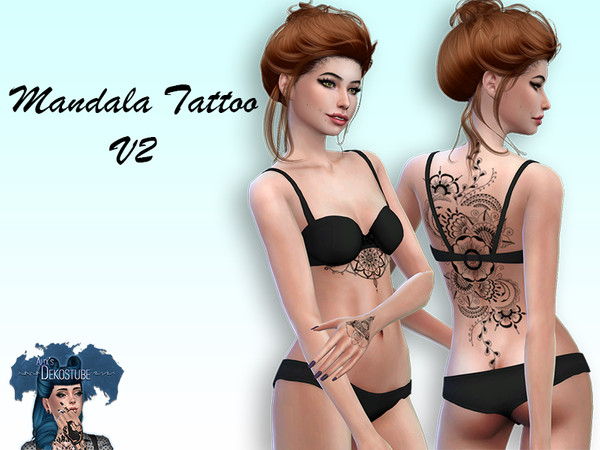Sims 4 — Mandala Tattoo V2 by Alix_Dekostube — Tattoo by Alixdekostube