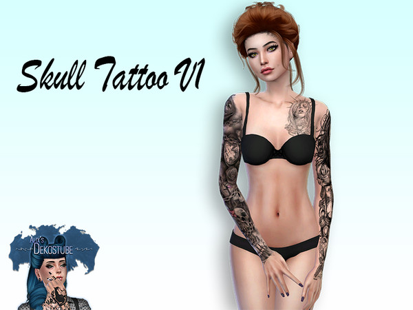 Sims 4 — Skull Tattoo V1 by Alix_Dekostube — Tattoo by Alixdekostube