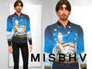 Sims 4 — MISBHV - Shirt - by CatWalsen — Long sleeve shirt with multicolor print from Polish fashion brand MISBHV.