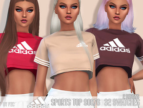 Sims 4 — Adidas Sports Top 90876(mesh required) by Pinkzombiecupcakes — -Adidas sports top with 32 swatches and 2