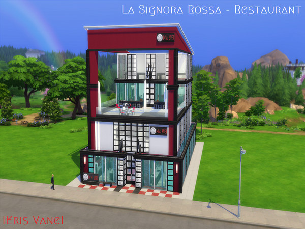 Sims 4 — La Signora Rossa [No CC] by ErisVane — La Signora Rossa gives its patrons a fresh, modern take on fine dining.