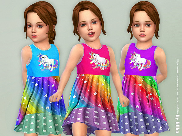 Sims 4 — Unicorn Dress [NEEDS TODDLER STUFF] by lillka — Unicorn Dress for Toddler Girls 3 colors YOU NEED the Toddler