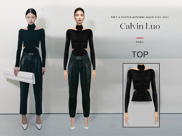 Sims 4 — TOP CHIC TURTLENECK BLACK  CALVIN LUO PARIS - Vampires GP by porky95100 — TOP CHIC TURTLENECK BLACK INSPIRATION