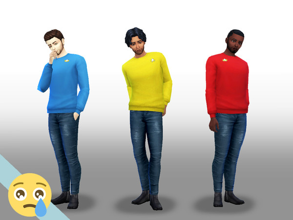 Sims 4 — Men's Star Trek Sweater by cryiingemoji — This is a recolour of an EA sweater. It comes with three swatches.