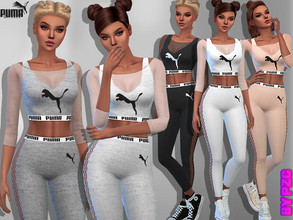 Sims 4 — Puma  Athletic Outfit 980980 by Pinkzombiecupcakes — -42 swatches. -CAS custom thumbnail included.