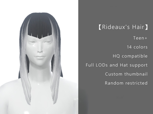 Sims 4 —  by regi_re — TOX2 Rideaux Hair Style -Teen+ -14 colors -HQ compatible -custom thumbnail please do not re-upload