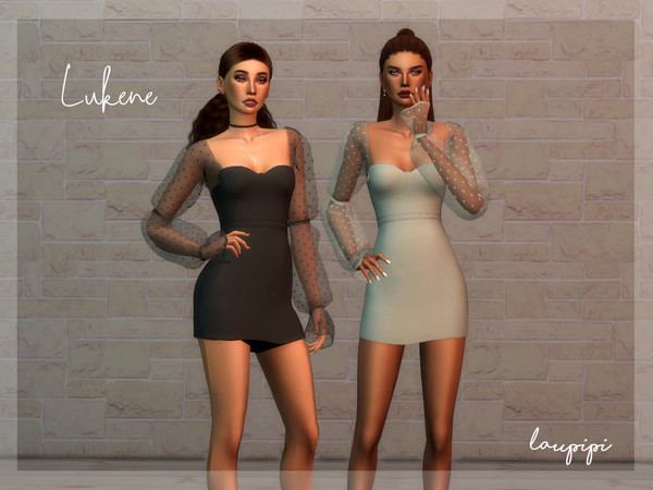 Sims 4 — Lukene by laupipi2 — New female dress New mesh, all LODs Base game compatible 16 Swatches Shadow and Normal maps