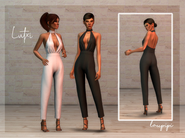 Sims 4 — Lutxi by laupipi2 — New jumpsuit New mesh, all LODs Base game compatible 16 Swatches Shadow and Normal maps
