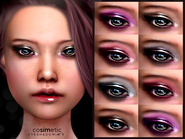 Sims 4 — Eyeshadow N1 by cosimetic — - This eyeshadow can use on all genders and from teen to elder. - Contains [ 20 ]