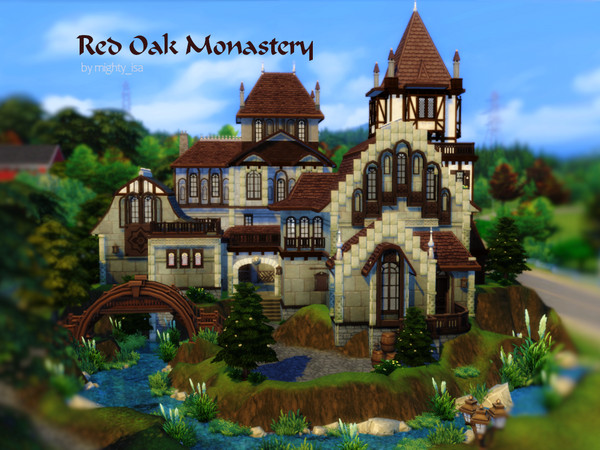 Sims 4 — Red Oak Monastery by VirtualFairytales — Centuries-old knowledge was kept here by the 'Brotherhood of Llama'.