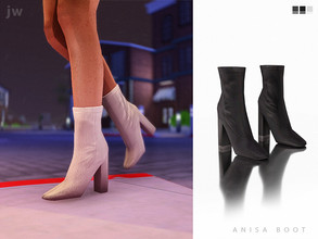 Sims 4 — Anisa Boot by jwofles-sims — a high-heeled boot with (optional) ribbed detailing.