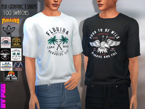 Sims 4 — Ash Graphic Tees Collection(mesh required) by Pinkzombiecupcakes — -100 swatches -For male sim -HQ mod