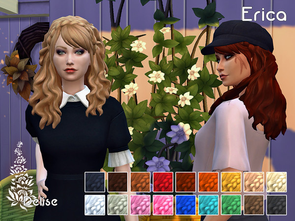 Sims 4 — Erica by Delise2 — A romantic hairstyle maxis match. All LODs Basegame compatible Custom CAS thumbnail Works