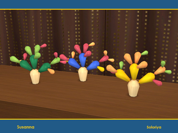 Sims 4 — Susanna Decor. Cactus by soloriya — Decorative wooden toy cactus. Part of Susanna set. 3 color variations.