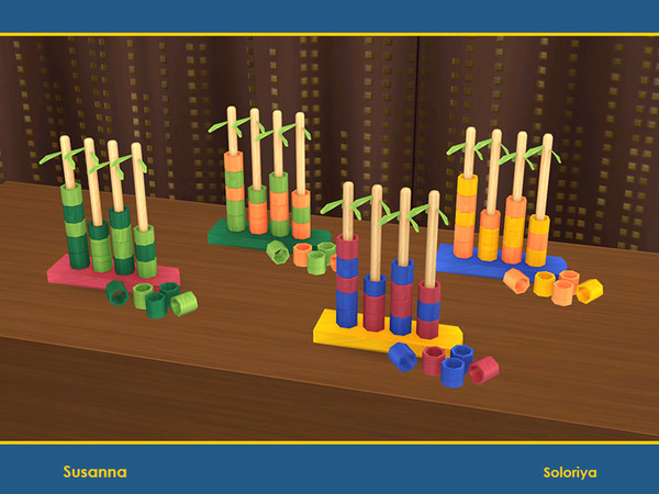 Sims 4 — Susanna Decor. Bamboo by soloriya — Decorative wooden toy bamboo. Part of Susanna set. 4 color variations.