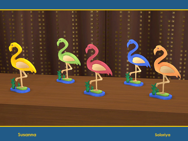 Sims 4 — Susanna Decor. Flamingo by soloriya — Decorative wooden toy flamingo. Part of Susanna set. 5 color variations.
