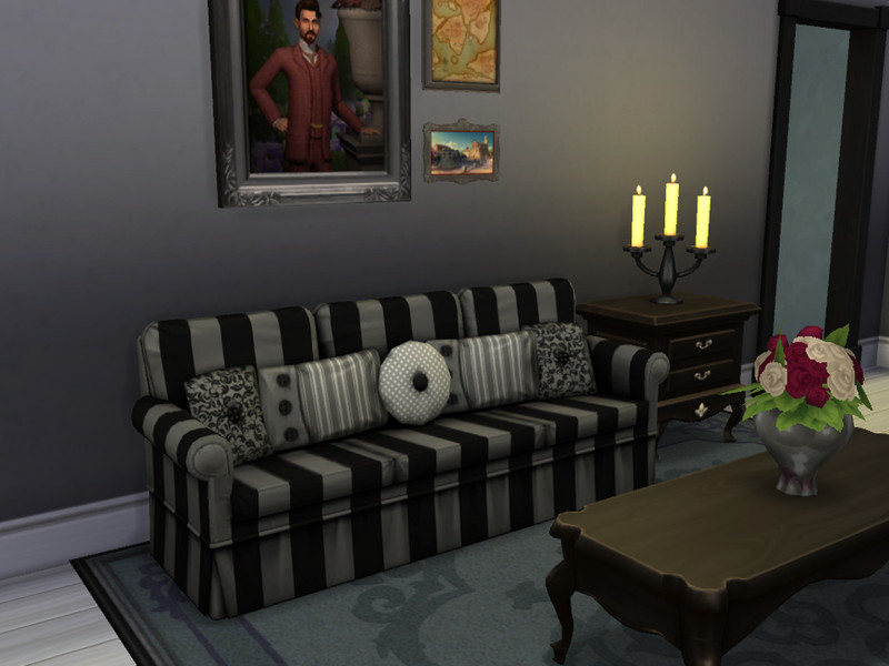 The Sims Resource - Striped Gothic Couch-REQUIRES CATS AND DOGS