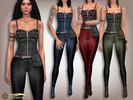 Sims 4 — Post-Apocalyptic Belt Pocket Outfit by Harmonia — 5 color Please do not use my textures. Please do not