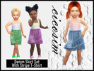 Sims 4 — CM Toddler Summer Denim Skirt & T-Shirt by Cicosim — Denim Skirt Set with Striped T-Shirt - Summer Outfit