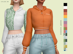 Sims 4 — ChloeM-Short Hoodie by ChloeMMM — **16 colors ** New mesh by me. ** Recolor is allowed but PLEASE DO NOT include