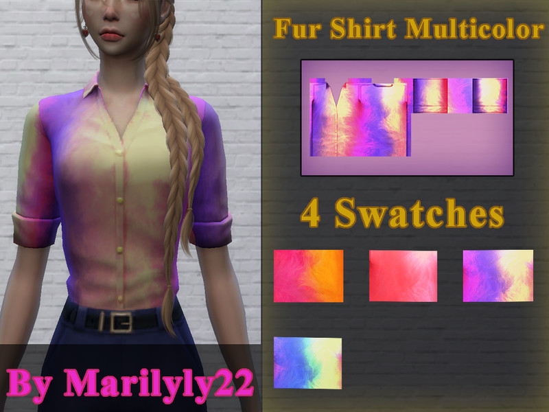 Sims 4 Fur Shirt Multicolor - Get to Work needed by Marilyly22