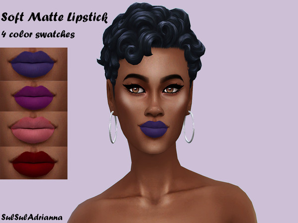 Sims 4 — Soft Matte Lipstick by SulSulAdrianna — A deep matte lipstick with four swatches. Available for teens - elders.I