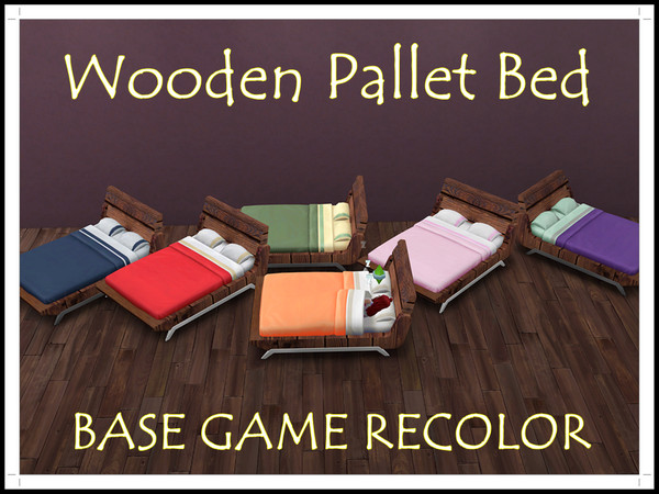 Sims 4 — Wooden Pallet Bed - Base Game Compatible by Ghiuri — This is a Base Game recolor for the ``Discretion Double