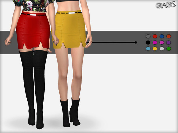 Sims 4 — Double Slit Skirt by OranosTR — - EA Mesh [Edited] - 12 Colors - HQ mode compatible - Handmade Texture Hope you