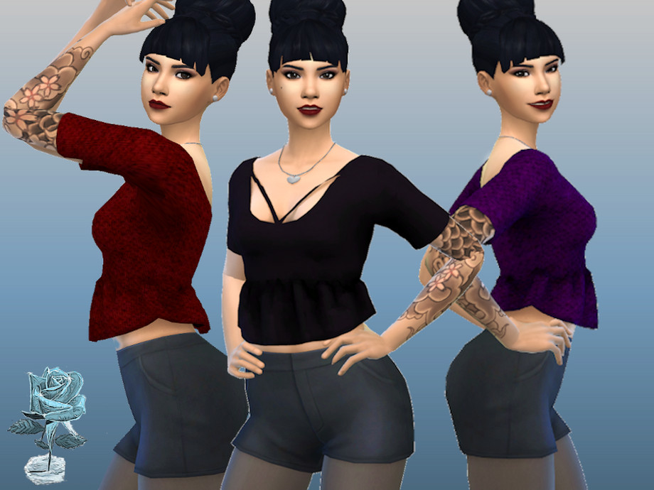 The Sims Resource | Ruffle Bottom Crop Top