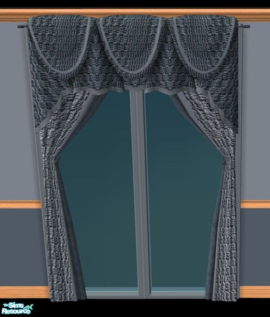 Sims 2 — NK PI Weave Curtains - Steel Blue by MoMama — A 2-tone woven curtain in Steel Blue.