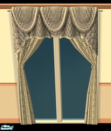 Sims 2 — NK PI Weave Curtains - Pale Yellow by MoMama — A 2-tone woven curtain in Pale Yellow.