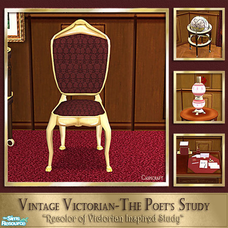 Sims 2 — The Poet's Study - Desk Chair by Cashcraft — Recolor of the Victorian Inspired Study set. This set features