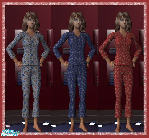 Sims 2 — AF Christmas PJ Collection 2006 by PsychoSim — This warm and fuzzy flannel pajama collection will delight any