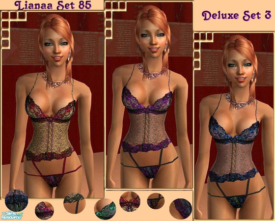 Sims 2 — Set 85 Deluxe III by Lianaa — Deluxe III - Festive set of undies in wonderful colour combinations, part of a