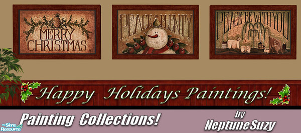 Sims 2 — NSC Painting Set92 - Christmas by Neptunesuzy — Your Sims will love these Holiday Paintings! Enjoy!