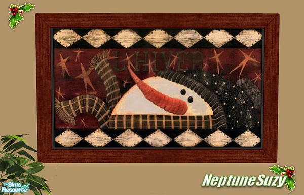 Sims 2 — NSC Painting - Wintery Snowmen 1 by Neptunesuzy — Your Sims will love this Holiday Painting! Enjoy!