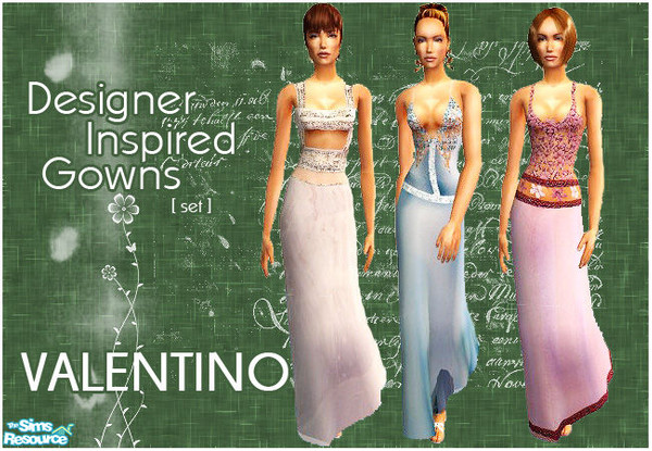Sims 2 — Designer Inspired Gowns [set] by lemonloveshane — Three glamorous gowns inspired by the legend designer,