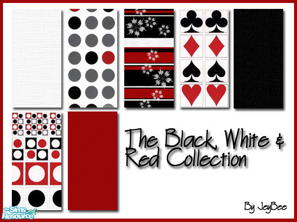 Sims 2 — Black, White & Red Wall Collection by Jey_b — A mix of modern black, white and red wallpapers for your