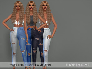 Sims 4 — Two-tone Stella Jeans by mayhem-sims — 15 swatches EA Mesh edited by me all LODs Base game compatible