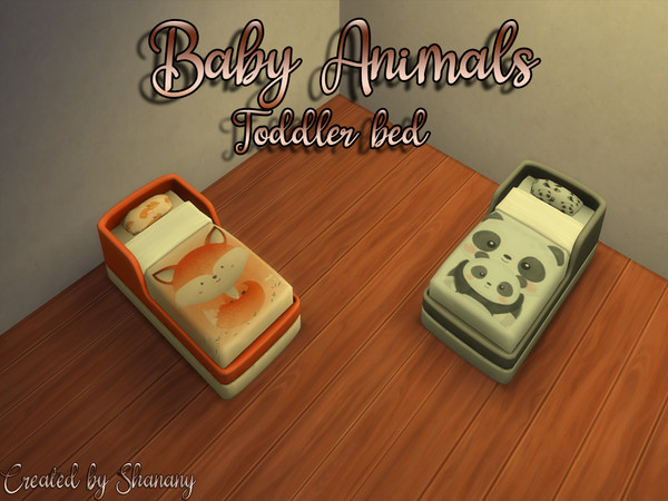 Sims 4 — Baby Animals Toddler Bed by Shanany — Do you love baby animals? Do you want that your toddler grows up with a