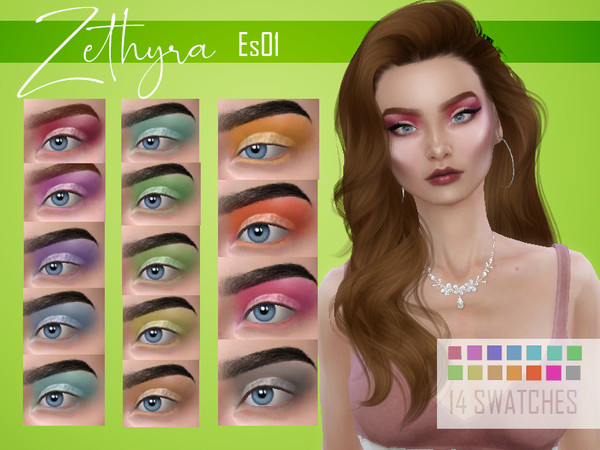 Sims 4 — Zethyra's Eyeshadow Pack 1 by Zethyra2 — Cut crease eyeshadow of 14 swatches! Hope you like it! - 14 swatches