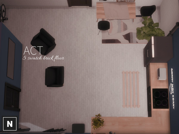 Sims 4 — netsims - act - floor by networksims — A small-brick floor in five swatches - red-orange, black, grey, light