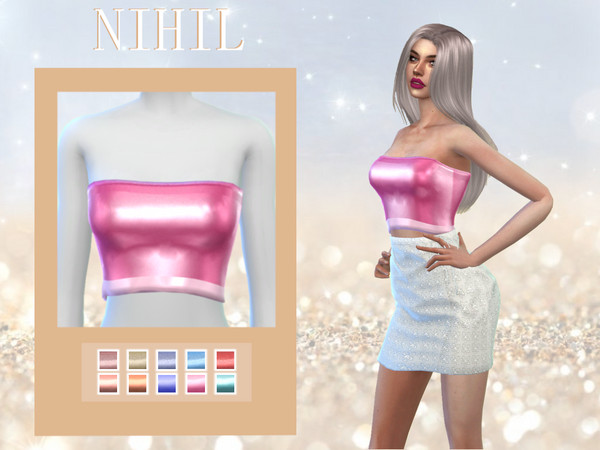 Sims 4 — Kirameki Top by _NIHIL_ — New mesh Top in 10 colors HQ compatible Sliders Mod compatible