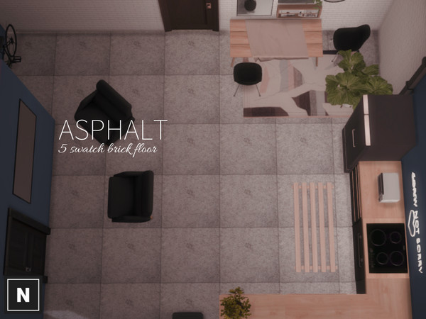 Sims 4 — netsims - asphalt - floor by networksims — Concrete tile floor in five swatches.